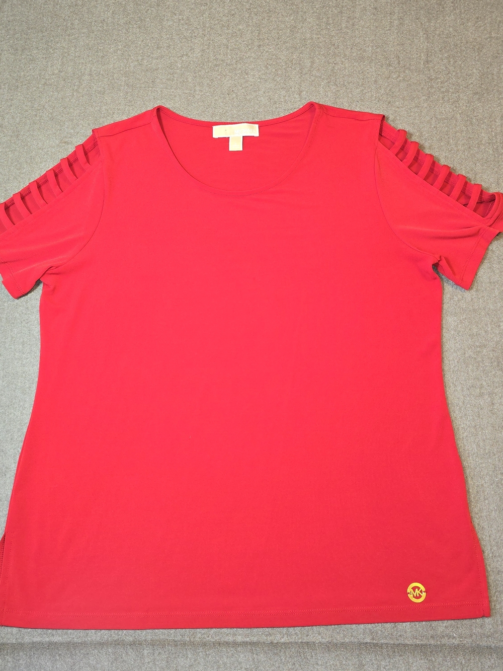 Michael Kors Red Cold-Shoulder Blouse Womens Lg